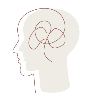 dibujo de cabeza simulando pensamiengtos